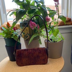 Croc Brown Baguette Shoulder Bag